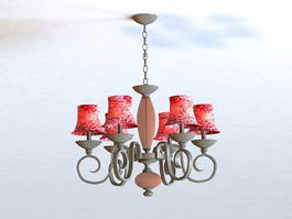 Black Country Chandelier with Shades 3d model preview