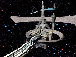 Futuristic Space Station Concept 3d preview