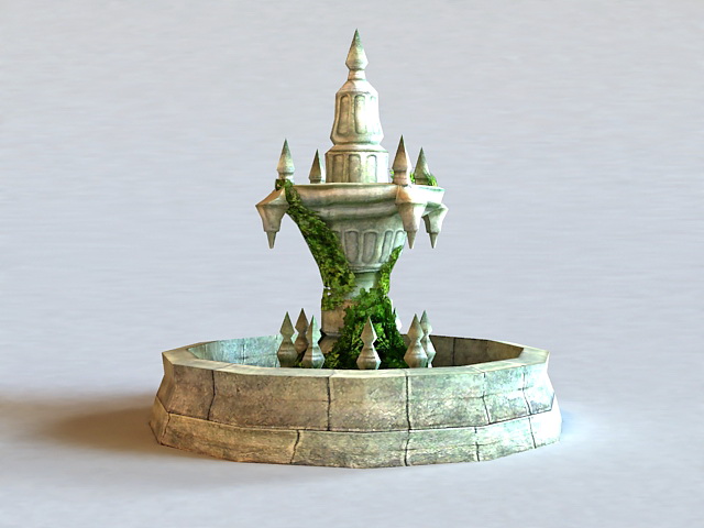 Ancient Fountain Ruin 3d rendering