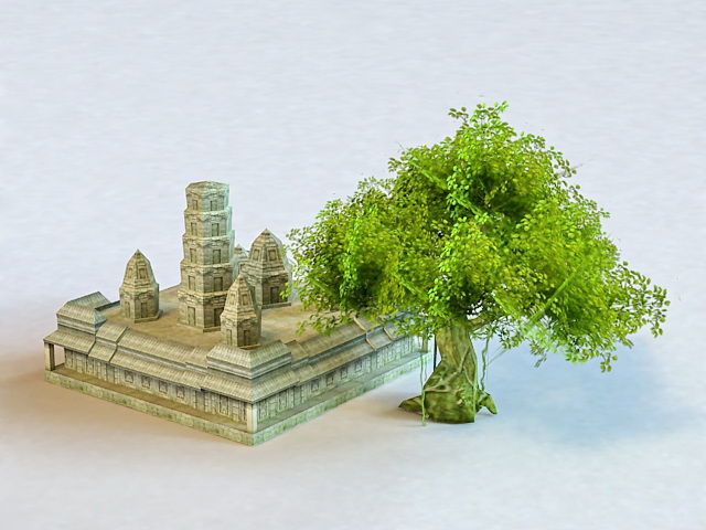 Ancient Temple Altar Ruins 3d rendering
