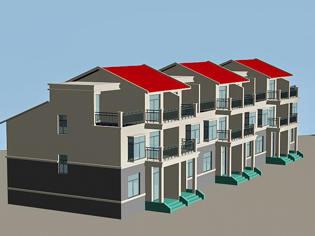 Modern Row Houses 3d rendering