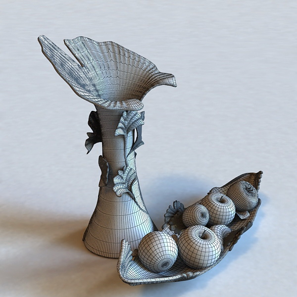 Decorating Vases and Fruit 3d rendering