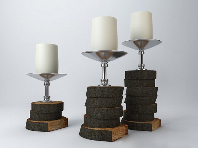 Tree Stump Candle Holders 3d rendering