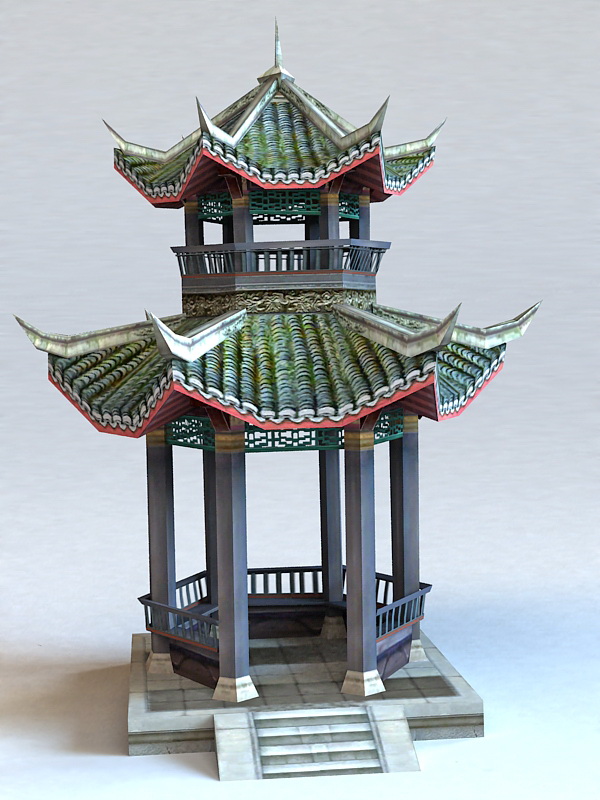 Ancient Chinese Pavilion 3d rendering