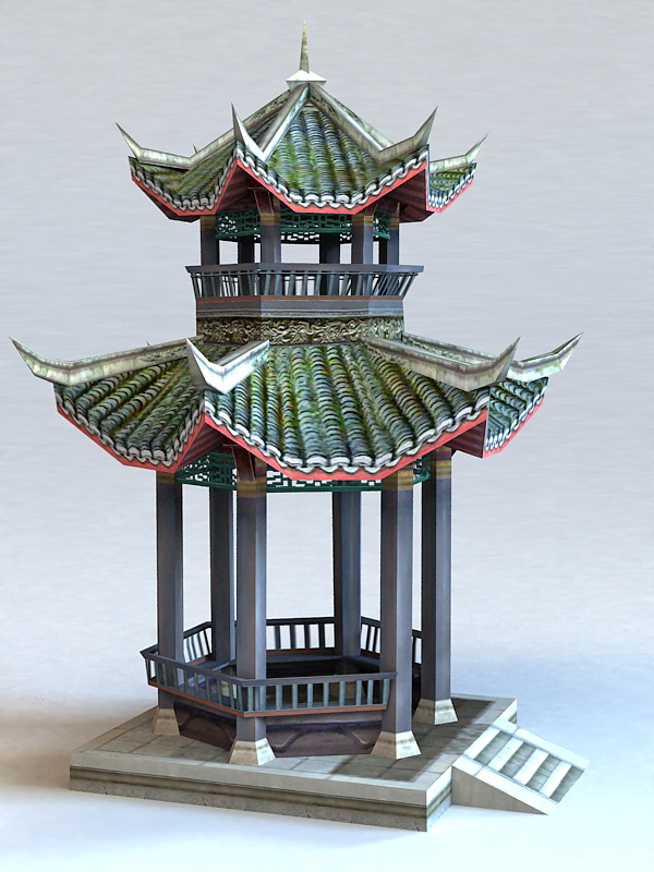 Ancient Chinese Pavilion 3d rendering