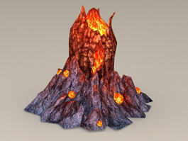 Volcano with Lava 3d model preview