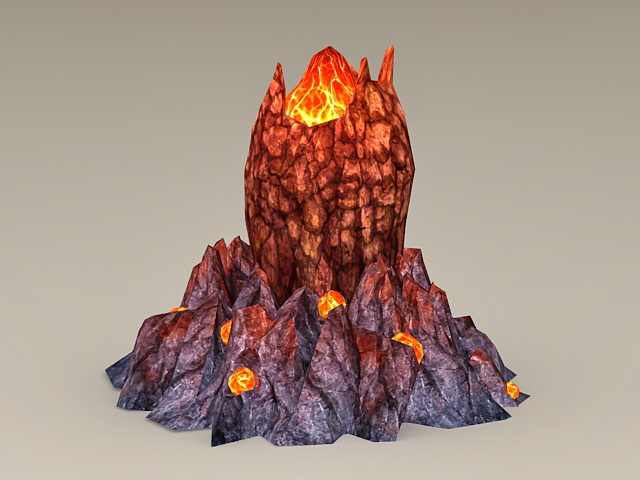 Volcano with Lava 3d rendering