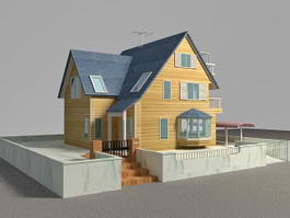 Suburban Contemporary House 3d model preview