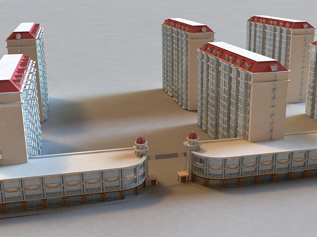 Apartment Residential District 3d rendering