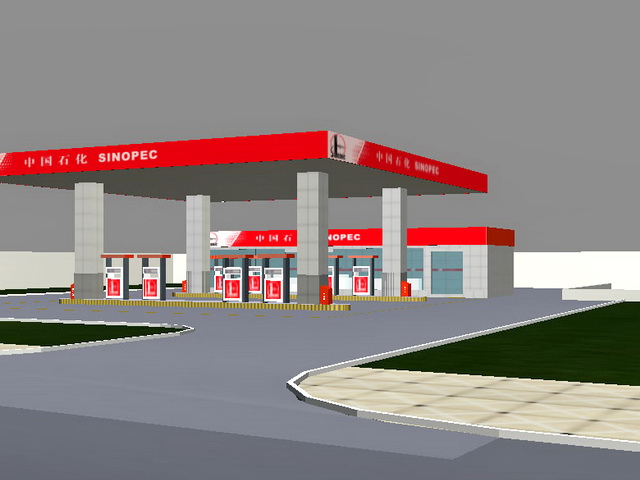 Gas Station Convenience Store 3d rendering