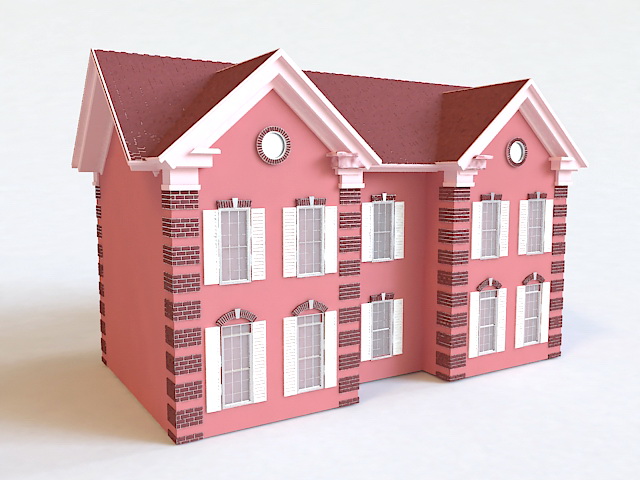 Red Brick House 3d rendering