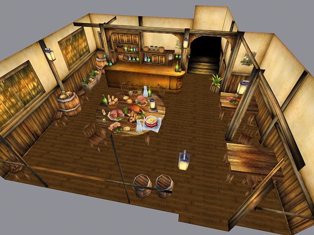 Medieval Restaurant Interior 3d rendering