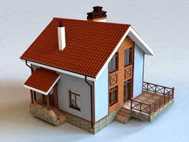 Small Cottage House 3d model preview