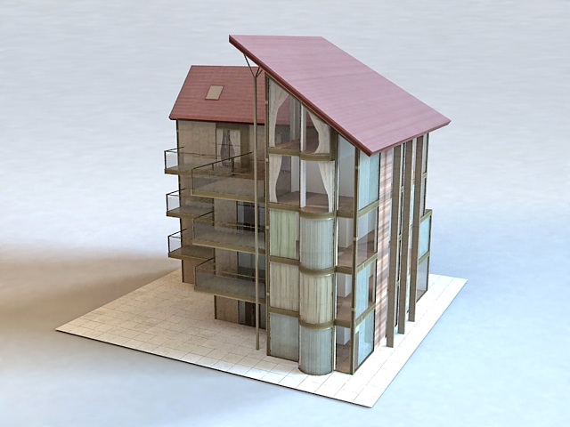 Modern Apartment Building 3d rendering
