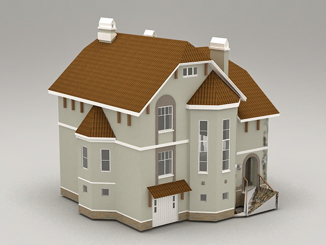 English Country House 3d rendering