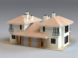 Townhouse with Garage 3d model preview