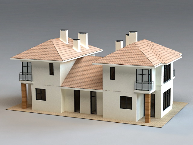 Townhouse with Garage 3d rendering