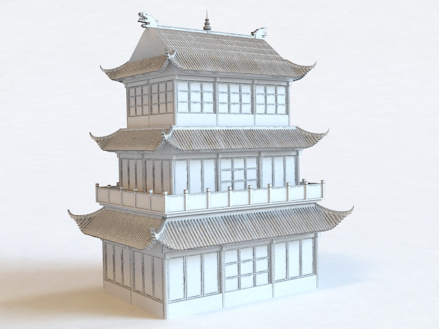 Chinese Belfry Architecture 3d rendering