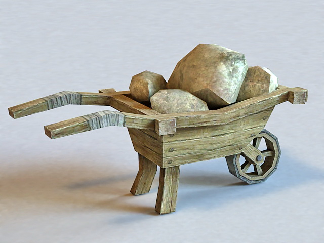 Old Cart with Stones 3d rendering