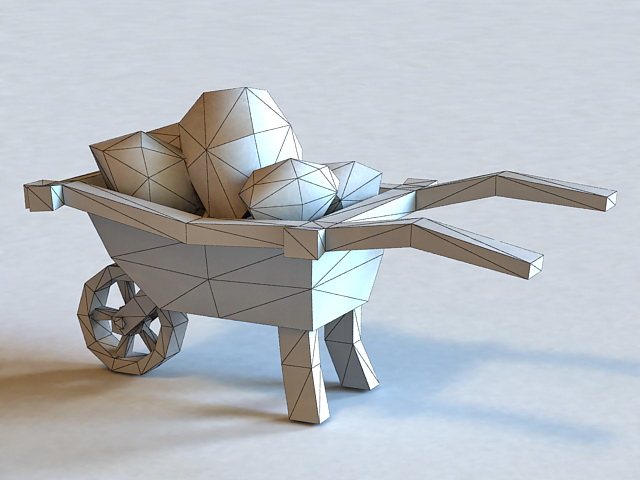Old Cart with Stones 3d rendering