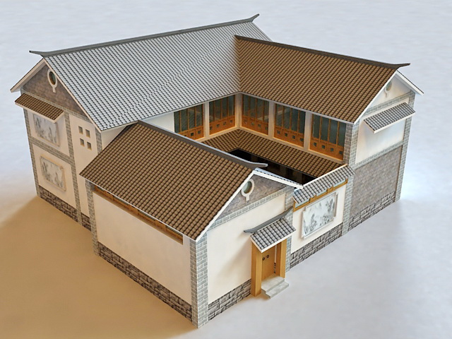 Traditional Chinese House 3d rendering