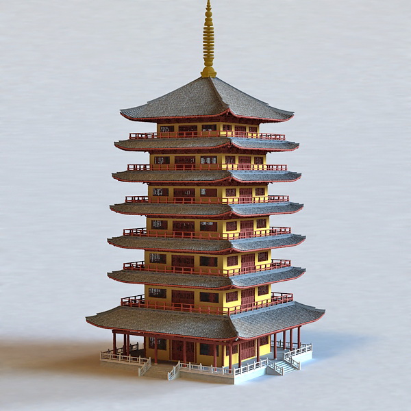 Japanese Pagoda 3d rendering