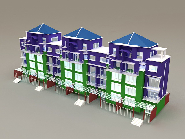 Modern Terraced Houses 3d rendering