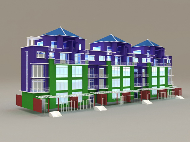 Modern Terraced Houses 3d rendering
