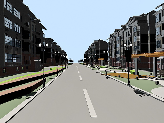 Residential Street 3d rendering