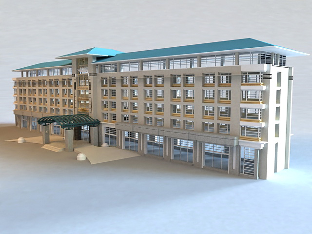 Small Hotel Buildings 3d rendering