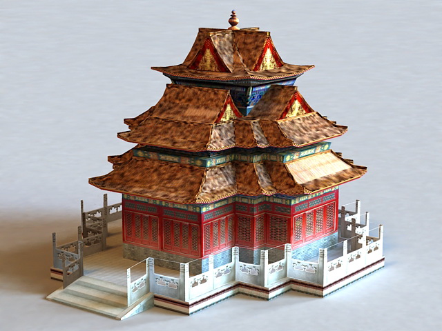 Ancient Japanese Temple 3d rendering
