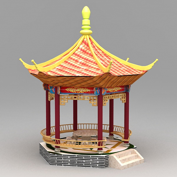 Chinese Pavilion 3d rendering