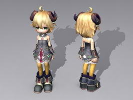 Evil Anime Girl 3d model preview