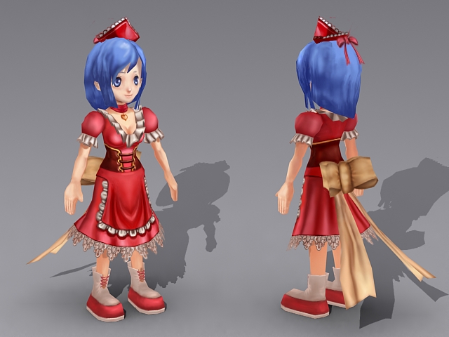 Anime Girl Maid 3d rendering