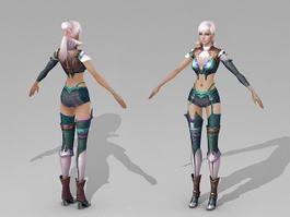 Beautiful Anime Female Warrior 3d model preview