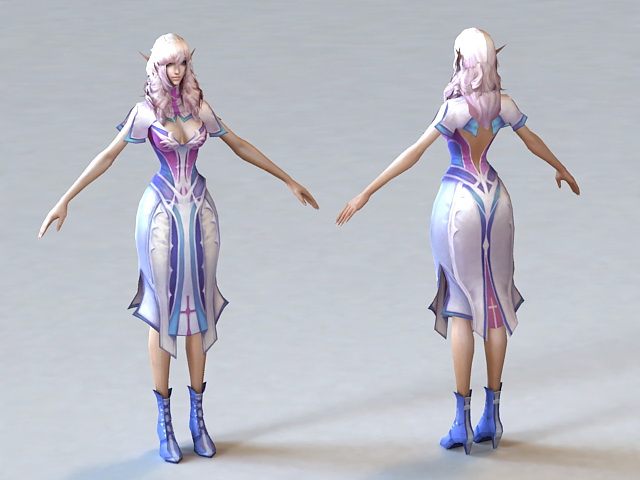 Anime Princess Medieval 3d rendering