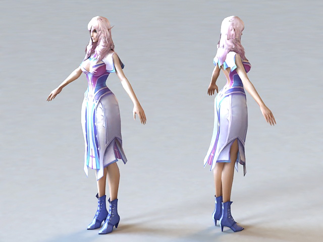 Anime Princess Medieval 3d rendering