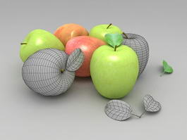 Green and Red Fresh Apples 3d model preview