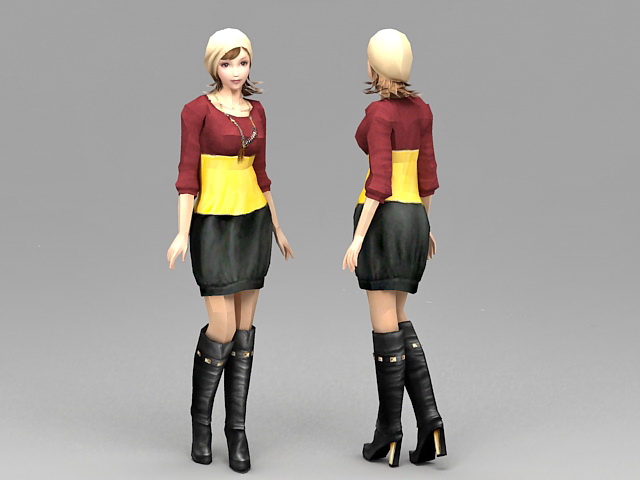 Fashion School Girl 3d model 3ds Max files free download ...