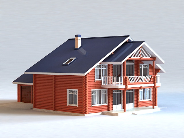 Country House with Detached Garage 3d rendering