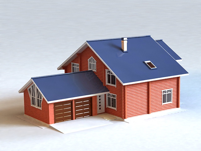 Country House with Detached Garage 3d rendering