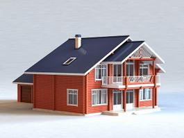 Country House with Detached Garage 3d model preview
