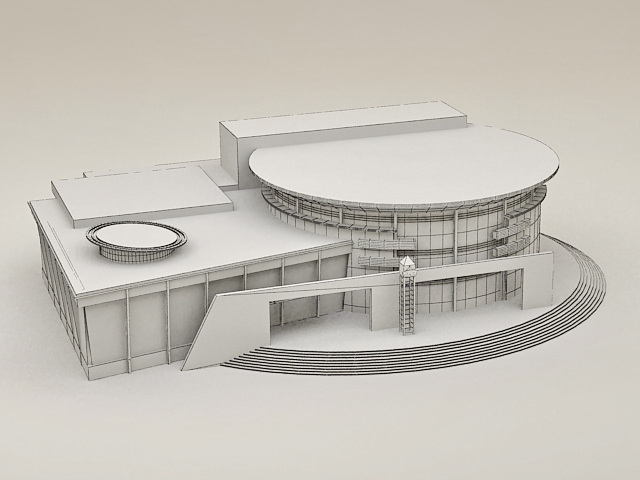 Modern Library Exterior 3d rendering