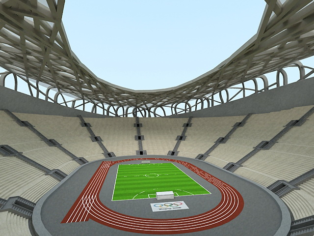 Birds Nest Olympic Stadium 3d rendering