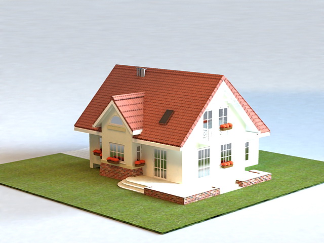 Small Suburban House 3d rendering
