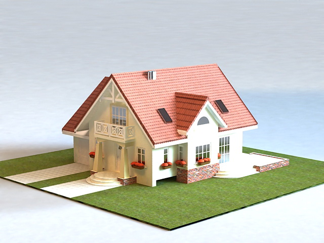 Small Suburban House 3d rendering