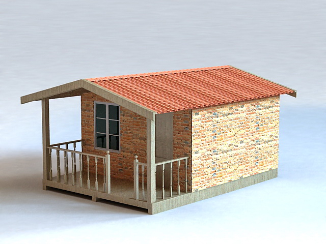 Small Brick Cabin 3d rendering