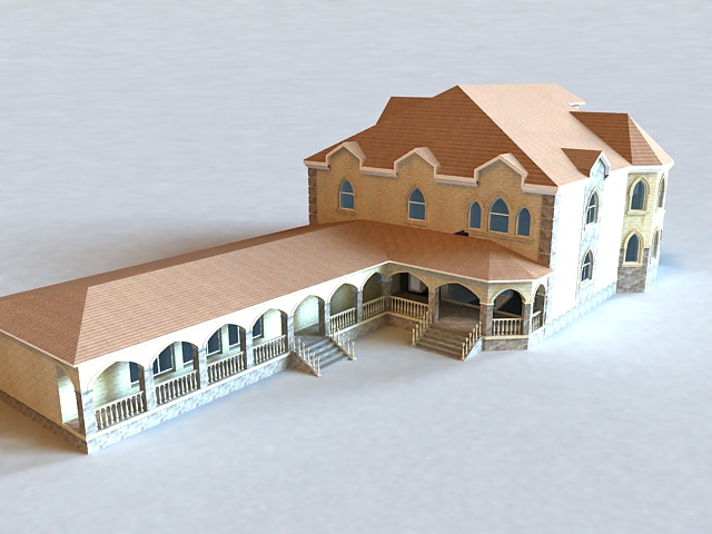 Spanish House Buildings 3d rendering