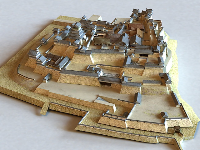 Ancient China Castle 3d rendering