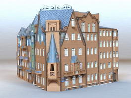 Corner Apartment Building 3d model preview